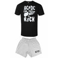 Schwarz-Grau - Front - AC-DC - "For Those About to Rock" Schlafanzug mit Shorts für Herren-Damen Unisex