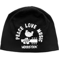 Schwarz - Front - Woodstock - "Peace - Love - Music" Mütze für Herren-Damen Unisex