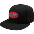 Schwarz-Rot - Front - AC-DC - Snapback Mütze Logo für Herren-Damen Unisex