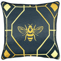 Marineblau - Front - Furn - geometrisches Design - Kissenhülle "Bee Deco"