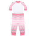 Pink-Weiß - Front - Larkwood - Schlafanzug mit langer Hose für Kinder