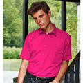 Hot Pink - Back - Premier Popelin Herren Hemd, kurzärmlig