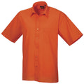 Orange - Front - Premier Popelin Herren Hemd, kurzärmlig