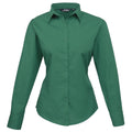 Smaragdgrün - Front - Premier Damen Popeline Bluse - Arbeitshemd, langärmlig