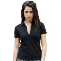 Schwarz - Side - Skinni Fit Damen Polo Shirt Stretch