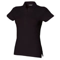 Schwarz - Front - Skinni Fit Damen Polo Shirt Stretch