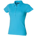 Surfblau - Front - Skinni Fit Damen Polo Shirt Stretch