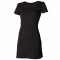 Schwarz - Side - Skinni Fit Damen T-Shirt-Kleid mit Rundhalsauschnitt