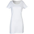 Weiß - Front - Skinni Fit Damen T-Shirt-Kleid mit Rundhalsauschnitt