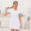 Weiß - Side - Skinni Fit Damen T-Shirt-Kleid mit Rundhalsauschnitt
