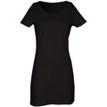 Schwarz - Front - Skinni Fit Damen T-Shirt-Kleid mit Rundhalsauschnitt