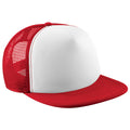 Rot-Weiß - Front - Beechfield Junior Baseball Kappe Vintage mit Netz
