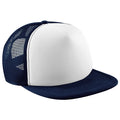 Marineblau-Weiß - Front - Beechfield Junior Baseball Kappe Vintage mit Netz