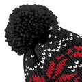 Schwarz-Rot-Weiß - Back - Beechfield Unisex Strickmütze mit Bommel, Schneeflocken-Muster