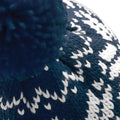 Marineblau - Weiß - Side - Beechfield Unisex Strickmütze mit Bommel, Schneeflocken-Muster