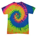 Neon-Regenbogen - Front - Colortone Damen Batikdruck-T-Shirt Farben-Regenbogen