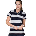 Marineblau- Weiß - Side - Front Row Damen Polo-Shirt, gestreift, Slim-Fit