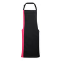 Schwarz-Pink - Front - Premier Unisex Schürze mit Brustlatz - Arbeitsschürze, kontrastfarbener Einsatz