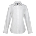 Weiß - Front - Premier Damen Popeline-Bluse - Bluse - Arbeitshemd, langärmlig