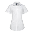Weiß - Front - Premier Damen Popeline-Bluse - Bluse - Arbeitshemd, kurzärmlig