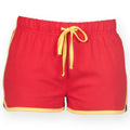 Rot-Gelb - Front - Skinni Fit Damen Sport-Shorts - Retro-Shorts