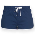 Marineblau-Weiß - Front - Skinni Fit Damen Sport-Shorts - Retro-Shorts