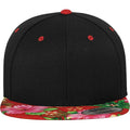 Schwarz-Blumenmuster Rot - Back - Yupoong Herren Baseball-Kappe mit modischem Aufdruck