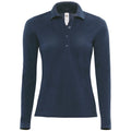 Marineblau - Front - B&C Damen Polo Shirt Safran Langarm
