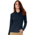 Marineblau - Back - B&C Damen Polo Shirt Safran Langarm