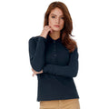 Marineblau - Side - B&C Damen Polo Shirt Safran Langarm