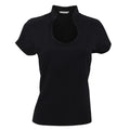 Schwarz - Front - Kustom Kit Damen T-Shirt - Oberteil mit Schlüsselloch-Ausschnitt, Kurzarm