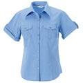 Blau - Front - Russell Collection Damen Hemd - Bluse, Kurzarm