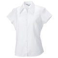 Weiß - Front - Russell Collection Damen Bluse Tencel Kurzarm´, tailliert