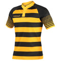 Schwarz-Gold - Front - KooGa Junior Jungen Rugby Match Shirt Touchline Hooped