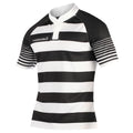 Schwarz-Weiß - Front - KooGa Junior Jungen Rugby Match Shirt Touchline Hooped