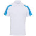 Arctic Weiß-Saphir Blau - Front - AWDis Just Cool Herren Kurzarm Polo Shirt mit Kontrast Panel