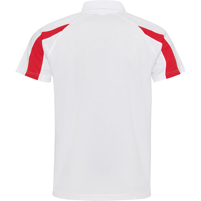 Arctic Weiß-Feuerrot - Back - AWDis Just Cool Herren Kurzarm Polo Shirt mit Kontrast Panel