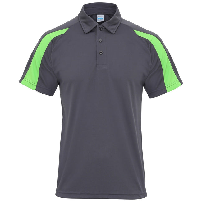 Graphit-Limette - Front - AWDis Just Cool Herren Kurzarm Polo Shirt mit Kontrast Panel