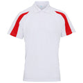 Arctic Weiß-Feuerrot - Front - AWDis Just Cool Herren Kurzarm Polo Shirt mit Kontrast Panel