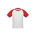 Weiß-Rot - Front - B&C Kinder Baseball T-Shirt Kurzarm