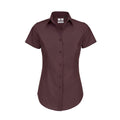 Weinrot - Front - B&C Damen Arbeitshemd - Hemd - Bluse, Kurzarm