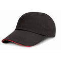 Schwarz-Rot - Front - Result Headwear Junior Baseball Kappe, Low Profile, Sandwich Peak