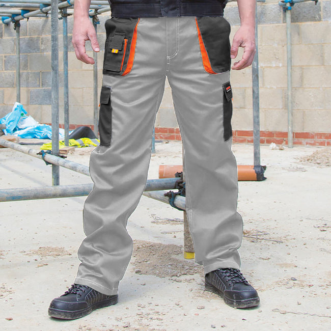 Grau-Schwarz-Orange - Back - Result Unisex Work-Guard Lite Arbeitshosen (Atmungsaktiv und Winddicht)
