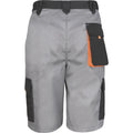 Grau-Schwarz-Orange - Back - Result Unisex Work-Guard Lite Workwear Shorts, atmungsaktiv, winddicht