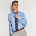 Hellblau - Side - Kustom Kit Herren Slim Fit Oxford Hemd, langärmlig