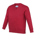 Rot - Front - AWDis Academy Kinder Junior Schul Sweatshirt mit V-Ausschnitt