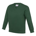 Grün - Front - AWDis Academy Kinder Junior Schul Sweatshirt mit V-Ausschnitt