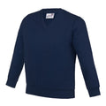 Marineblau - Front - AWDis Academy Kinder Junior Schul Sweatshirt mit V-Ausschnitt