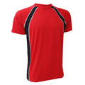 Rot-Schwarz-Weiß - Front - Finden & Hales Herren  Sport T-Shirt Coolplus