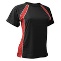 Schwarz-Rot-Weiß - Front - Finden & Hales Damen Sport T-Shirt Coolplus Jersey